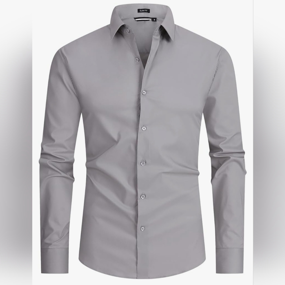 Alex Vando Mens Button-up Work Shirt Lrg Grey Long Sleeve Stain & Oil Repellent